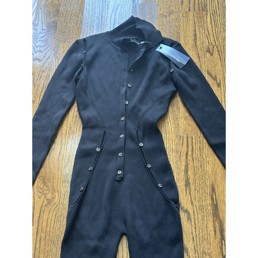 NWT Manière De Voir Ribbed Black Button Playsuit Long Sleeves Sz XS - Picture 2 of 4